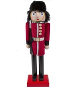 Wooden Christmas Nutcracker, 14&quot;, RED &amp; BLACK ROYAL GUARD SOLDIER WITH R... - £27.58 GBP