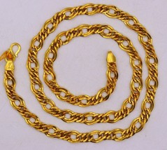 22 Kt 24 inches Yellow Gold Hollow Figaro Link Chain Authentic Unisex Jewelry - £4,178.20 GBP