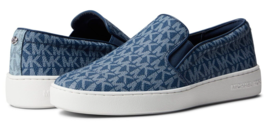 Womens Michael Kors Keaton Slip-On Dark Blue Denim Multi 7 M Signature N... - $98.00