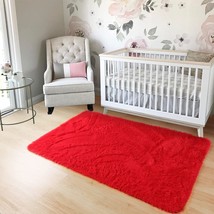 Red Soft Area Rug for Bedroom,3x5,Fluffy Rugs,Shag Rugs for Living Room,... - £34.62 GBP