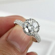 Ladies 2.00 Ct Round VVS1 Diamond Engagement Wedding Ring 14K White Gold Finish - £57.31 GBP