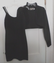 Susan by Night Black Stretch Knit Dress &amp; Bolero Jacket Sz S/M - £19.36 GBP
