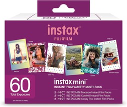 Variety Film Value Pack For The Fujifilm Instax Mini, 60 Count. - £64.79 GBP