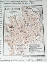 1912 Original Antique City Map Of Linköping Linkoping / Sweden - £13.45 GBP