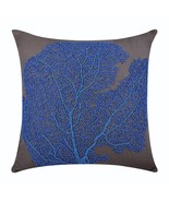 Blue Throw Pillow Covers 16&quot;x16&quot; Cotton, Royal Blue Sea Weeds - £32.15 GBP+