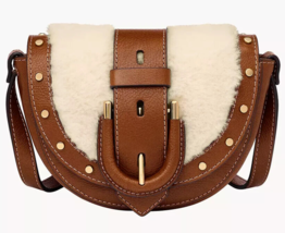 Fossil Harwell Small Flap Crossbody Bag Brown Leather &amp; Shearling ZB1953101 - £71.19 GBP