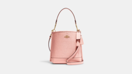 COACH Mollie 22 Bucket Pink Straw Crossbody Bag - £245.63 GBP