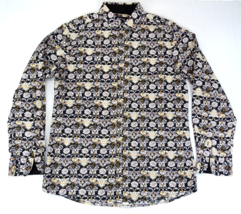 Rock Roll n Soul Shirt Mens Large Button Up Black Floral Paisley Flip Cu... - $28.45