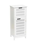 Bathroom Linen Storage Floor Cabinet Miami White Wood - £115.51 GBP