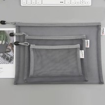 10 pieces a4a5a6 gray bag pen bag net zipper simple large capacity transparent f - £134.57 GBP