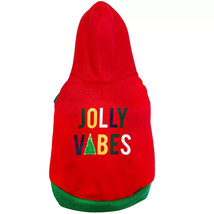 NEW Woof Jolly Vibes Christmas Dog Hoodie Sweatshirt sz S 17&quot; length red... - £10.35 GBP