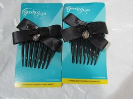 Vintage GOODY 2 Black Ribbon w/Rhinestones Side Comb on Original Package - £11.70 GBP