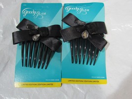 Vintage GOODY 2 Black Ribbon w/Rhinestones Side Comb on Original Package - £11.21 GBP