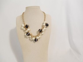 Charter Club Gold Tone Cream &amp; Black Cluster Bead Strand Necklace F155 $49 - $17.27