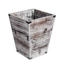 Liry Products Rustic Torched Wood Square Waste Basket Farmhouse Style Re... - £89.09 GBP