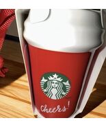 Starbucks 2025 Red Christmas Ornament Cup “Cheers”/Storefront New - $29.58