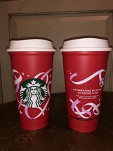 Starbucks Holiday Reusable Cups 50th Anniversary Ribbon 16oz GRANDE NEW - 2 cups - £12.63 GBP