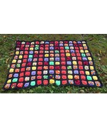 Vintage Afghan Blanket Granny Square Multi Color Dimensional Flowers on ... - $50.00