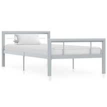 Bed Frame Grey and White Metal 100x200 cm - £68.31 GBP
