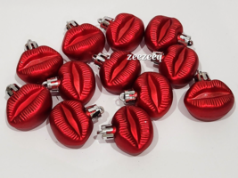 12pc Valentine&#39;s Red Lips Hearts Plastic Ornaments Decorations 1.5&quot; - £12.04 GBP