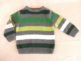 Crew Neck Sweater Pullover 24mos Long Sleeve Gray Green Stripes Children... - $14.01