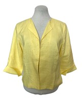 Richard Malcolm Linen Beaded Blazer, Size 4, Yellow, 3/4 Cuffed Sleeves - £23.46 GBP