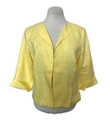 Richard Malcolm Linen Beaded Blazer, Size 4, Yellow, 3/4 Cuffed Sleeves - £23.33 GBP