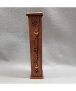 Stick &amp; Cone Incense Burner - Storage Wooden Box Decorative Moon-Stars &amp;... - $12.18