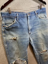 Distressed Worn Vintage Usa Wrangler Jeans Wiskeres Work Western 36 X 30 Holes - £56.89 GBP
