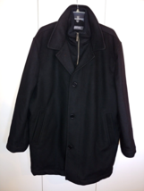 Kenneth Cole Reaction Men&#39;s Black Wool ZIP/BUTTON COAT-XL-GENTLY WORN-WARM - £35.25 GBP