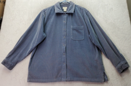L. L. Bean Shacket Women&#39;s Large Blue Corduroy Long Sleeve Collared Button Front - £21.74 GBP