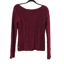 American Eagle Outfitters Wool Tweed Sweater Long Sleeves Burgundy Womens Medium - £16.36 GBP