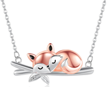 Mothers Day Gifts for Mom Wife, Fox Necklace Sterling Silver Fox Pendant... - $47.01