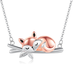 Mothers Day Gifts for Mom Wife, Fox Necklace Sterling Silver Fox Pendant Necklac - £37.58 GBP