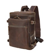 Vintage Full Grain Leather Backpack For Men Fits 15.6 Inch Laptop Brown ... - $194.99