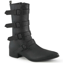 DEMONIA WAR110-C/BVL Mens Unisex Pointed Toe Black Mid-Calf Winklepicker... - $1,998.03 MXN