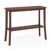 2-Tier Freestanding Wooden Console Table with Open Shelf - Color: Brown - £111.27 GBP