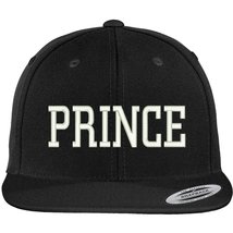 Trendy Apparel Shop Prince Embroidered Flat Bill Adjustable Snapback Cap - Black - £19.63 GBP