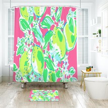 Lilly Pulitzer Hotty Pink Lemonade Shower Curtain Bath Mat Bathroom Waterproof D - £18.47 GBP+