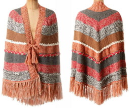 $398 Anthopologie Poncho Royal Alpaca Hand Crafted Art to Wear Shawl ONE SIZE - £133.84 GBP