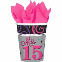 Mis Quince Anos 8 9 oz Paper Hot Cold Cups Quinceanera Sweet 15 - £3.10 GBP