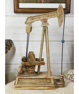 Rustic Vintage Nodding Donkey Pumpjack Oil Derrick Rig Faux Wood Sculpture - $728.88 MXN