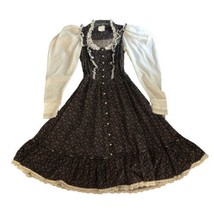 Gunne Sax Jessica McClintock Dress Size 7 Floral Lace VTG 70s Prairie Cottage - $99.99