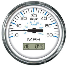 Faria Chesapeake White SS 4&quot; Speedometer w/LCD Heading Display- 60MPH (GPS) - £253.14 GBP