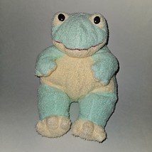 VTG Ty Frogbaby Lovey Rattle Plush Puppy Dog 12&quot; Green Yellow Baby Toy 1999 - $19.75
