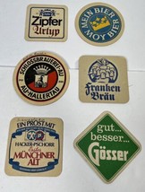 German Beer Coasters Gosser Franken Brau Zipfer Vintage Lot Of 6 - $144.27 MXN