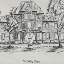CN Railway Station Art Print Pencil Black and White from 88 Soiree St Jo... - $16.95