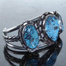 6 5/8&quot; Vintage Old Pawn Navajo Sterling silver and turquoise cuff bracelet - £473.75 GBP