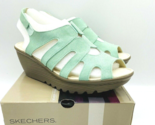 Skechers Parallel Stylin Suede Peep-toe Wedge Sandals- MINT, US 8M - £19.82 GBP