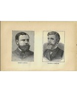 Robert Lincoln and Walter Grisham Victorian 1884 Wood Engraving DWA1 - $25.95